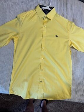 Burberry Soft Yellow Button-Up Dress Shirt